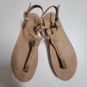 Rainbow Slingback Buckle Leather Sandals.